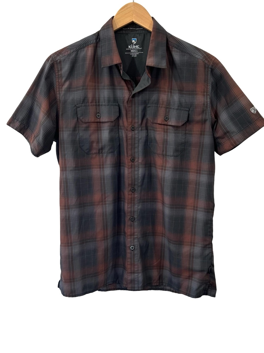 Kuhl men’s Response shirt S Plaid Short Sleeve Hiking Outdoor UPF lightweight